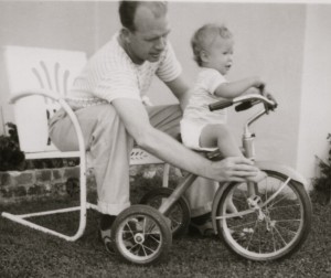 Dad teaching me about a bike, er, trike!
