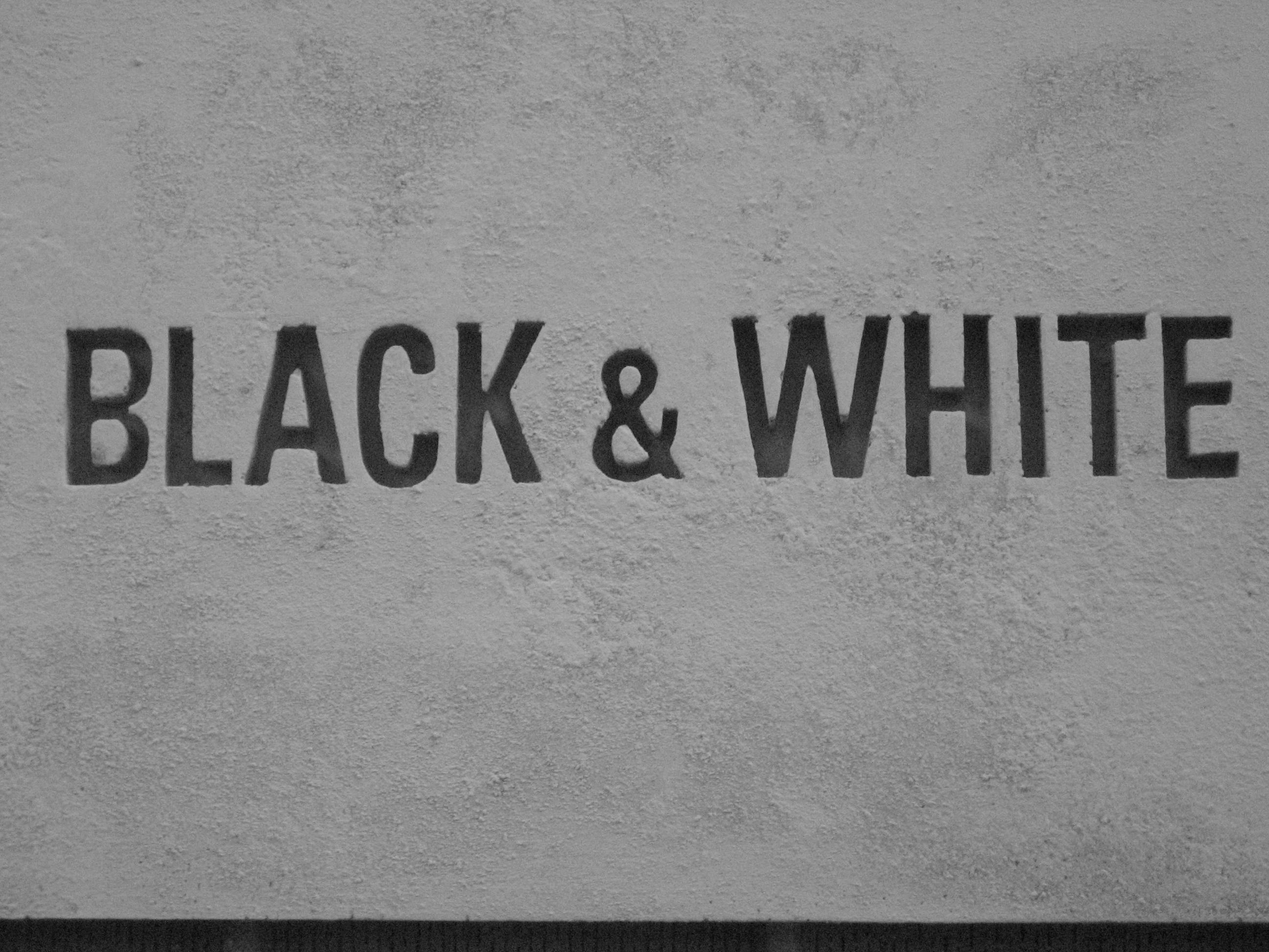 black and white sign www