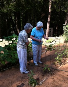 Mom (L) and my Aunt Jean in Jean's garden...