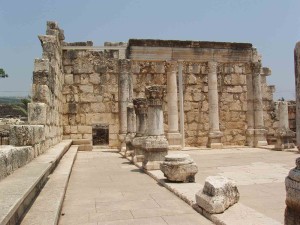 The remains of the synagogue in Capernaum.