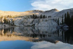 A lake in the southern Yosemite wilderness . . .