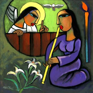 "The Annunciation" - He Qi (And yes, I know the annunciation doesn't happen on Advent-4, but I felt an emotional tug for this He Qi painting...)